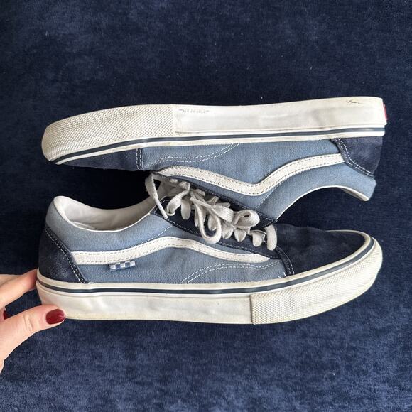 Vans Old Skool PopCush Navy White Men’s 10 US Skate Shoes Minimal Wear Blue - Picture 8 of 16